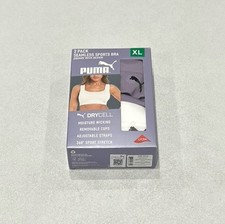 Puma Women's 2-Pack Square Neck Seamless Sports Bra, Purple/White, Size XL