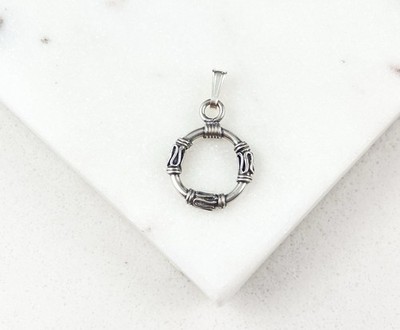 Vintage 925 Sterling Silver Bali Circle Minimal Charm Pendant 