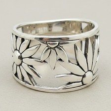 Handgefertigter Sterling Silber floraler Band...