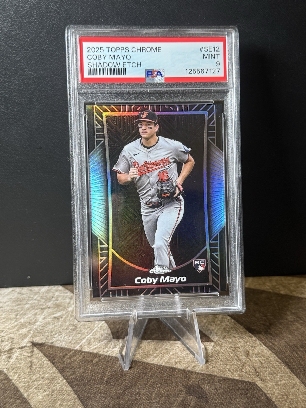 2025 Topps Chrome Shadow Etch #SE12 Coby Mayo RC PSA 9 MINT Case Hit - Orioles