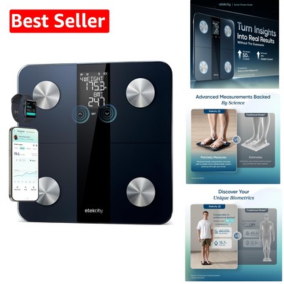 Elegant Smart Black Digital Scale - Instant Measurements & 416 Days Battery Life