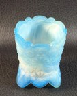 Boyd's Crystal Art Glass DAISY & BUTTON TOOTHPICK HOLDER #1 GATEWAY BLUE 12-6-78 — photo 1