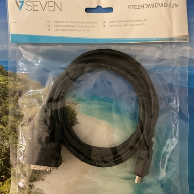 LOT OF 5 BRAND NEW  Vseven V7E2HDMIDVID-02M HDMI(m) to DVI-D (m) Cables
