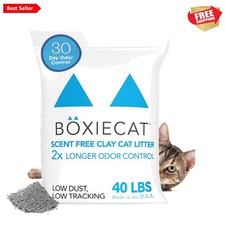 Boxie Unscented 30 Day Odor Control Clumping Clay Cat  Kitty Litter 40 lb, 9...