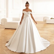 Elegant Satin Wedding Dress Ball Gown Wedding Dress Princess Bride Boho