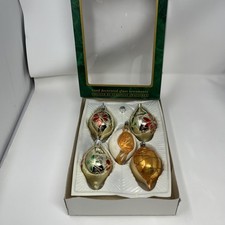Vintage Commodore Christmas Classics Hand Decorated Mercury Glass Ornaments