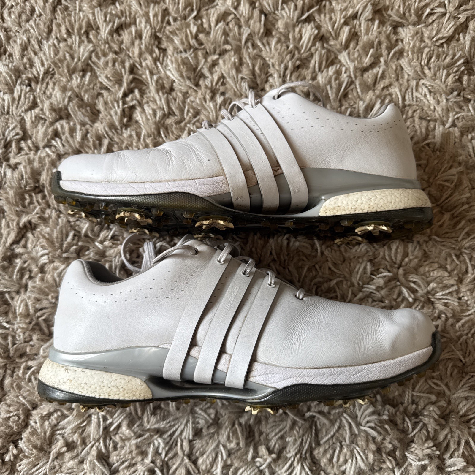 Adidas Tour 360 24 Boost Golf Shoe White Silver Metallic IF0248 Men's Size 12 image 2