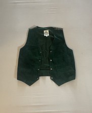 Zebra Collection Leather Dark Green Vest Suede Button Closure Unisex Size M