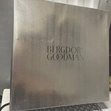 Bergdorf Goodman Empty Silver Gift Box With Paper - Square  - 14.5 x 14.5 x 4”