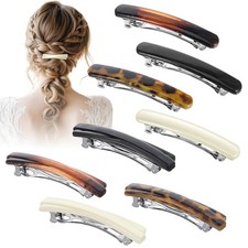 8Pcs French Barrette Hair Clips Small Tortoise Shell Clip Beige, Brown.