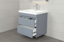 Gloss Dark Grey Wall Hung Vanity Unit 500‑800mm Modern Bathroom Cabinet Basin