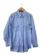 Sears Vintage 70s Chambray Long-Sleeve Shirt SIZE:XL Cotton BLU