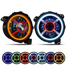2PCS 9" LED HEADLIGHT RGB DRL FOR JEEP WRANGLER GLADIATOR JT RUBICON 2018-2024
