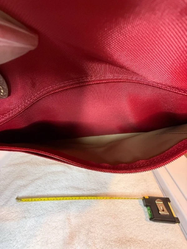 Longchamp Le Pliage Red Nylon Leather Travel Tote Bag – 17.5” Carry-On Satchel - - Image 4 of 4