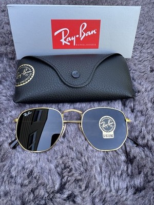 New Ray-Ban Hexagonal Gold Frame/ Black Lenses 51mm RB3548 Sunglasses