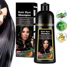 Instant 3-In-1 Black Hair Dye Shampoo for Gray Hair Coverage, Herbal Formula for