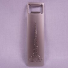 RARE AT THE TOP BURJ KHALIFA METAL SOIUVENIR SILVER MAGNETIC BOTTLE OPENER