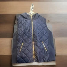 Cavalini Quilted Vest Full with Gold Zippers Woman's 2X Navy Equestrian Pockets