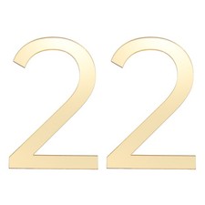 2 Pcs 4 Inch House Numbers Self-adhesive Acrylic Modern House Number Gold 2 