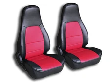 for MAZDA MIATA 1990-1997 IGGEE CUSTOM MADE FIT 2 FRONT SEAT COVERS BLACK/RED