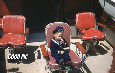 K12- z Vintage 35mm Slide Photo-Boy Picking Nose - Red Kodachrome