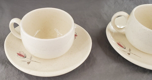 Vintage 2 Franciscan Duet Earthenware Roses Coffee Tea Cup & Saucer Set B
