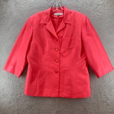 Jennifer West Silk Jacket Women's Size 16 Pink 3/4 Sleeve Elegant Career Chic