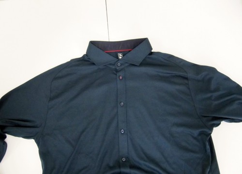 MRSP$175 Nuova maglia DESOTO uomo manica lunga slim fit blu navy camicia cotone XXL - Foto 3 di 12