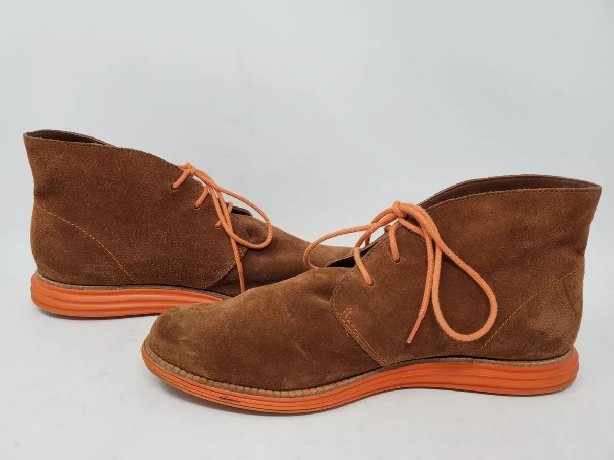 Cole Haan Lunargrand Boot Brown Orange Womens Suede Leather Chukka Size 9