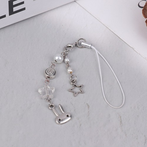 Y2K Cute Metal Rabbit Phone Lanyard Bunny Beaded Phone Chain _UG - 第 2/12 張圖片