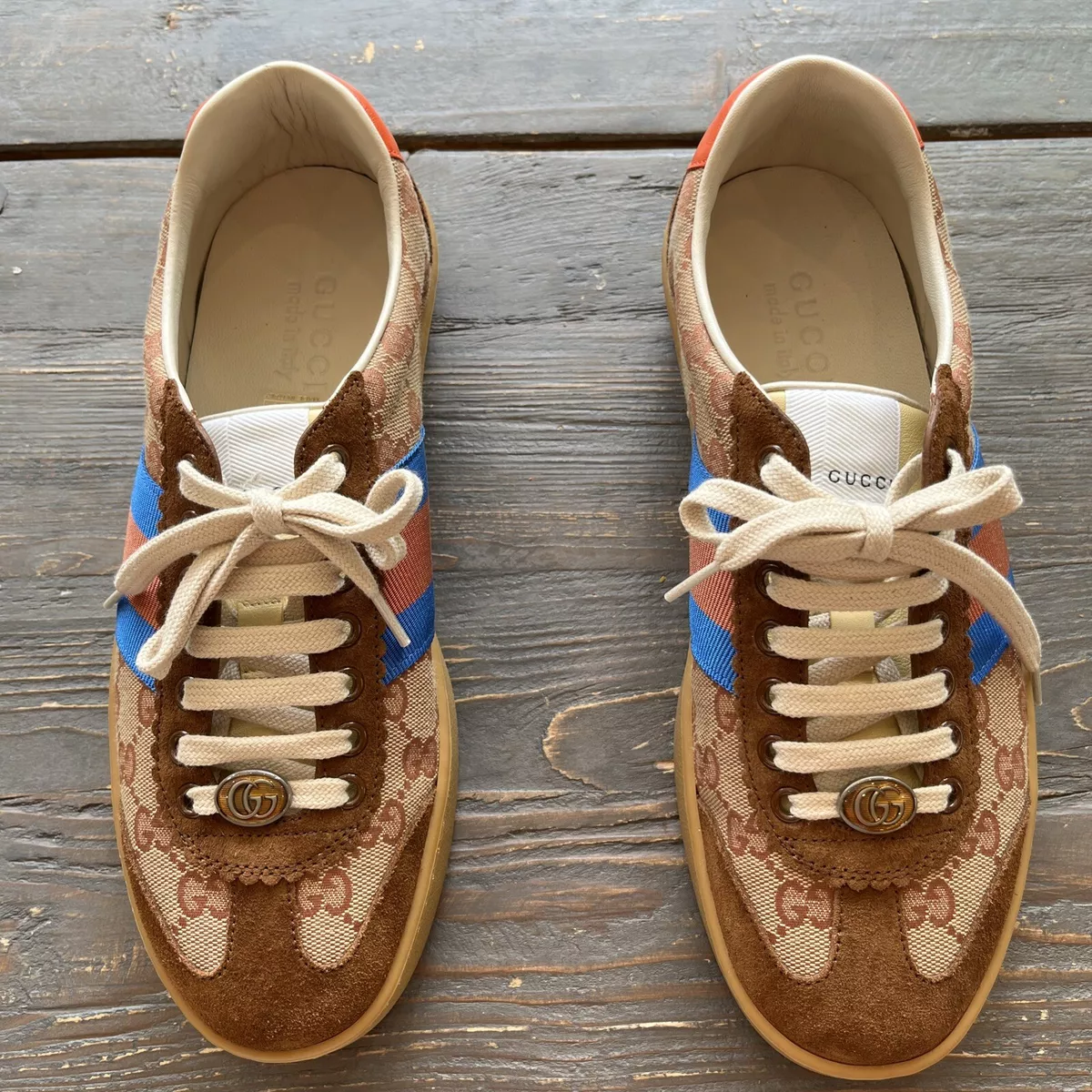 Gucci Sneakers Brown, Orange, and Blue