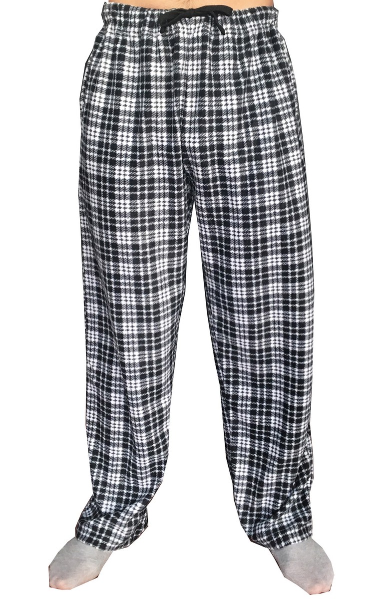 NW MEN PLAIN PLAID FLANNEL DRAWSTRING FLEECE PAJAMAS PANT