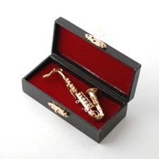 Miniature Deluxe Tenor Saxophone Musical Instrument Dolls House Music Room 1/12t