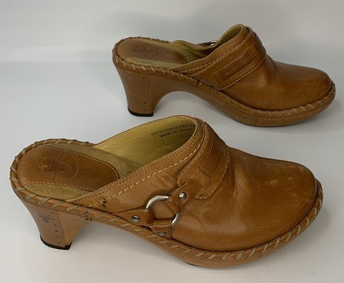 Zueco de cuero marrón Frye con tacón sin cordones para mujer talla 7,5 M - Imagen 9 de 13