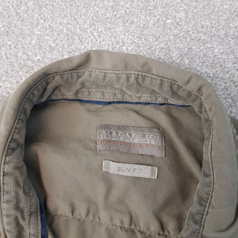 Camisa Napapijri Para Hombres XL Verde Calce Ajustado Utilidad Bolsillo Exterior Técnico Táctico Foto 3 de 4