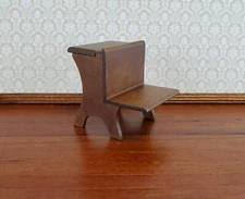 Dollhouse Miniature School Desk Walnut Finish Vintage Style 1:12 Scale