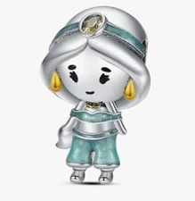 Disney Silver Charm for Bracelet Necklace Dangle Charms Princess Jasmine