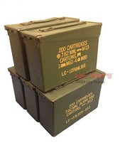5 Five Military Metal M19A1 30 Cal 7.62mm Ammo Cans 30 caliber Good-VG