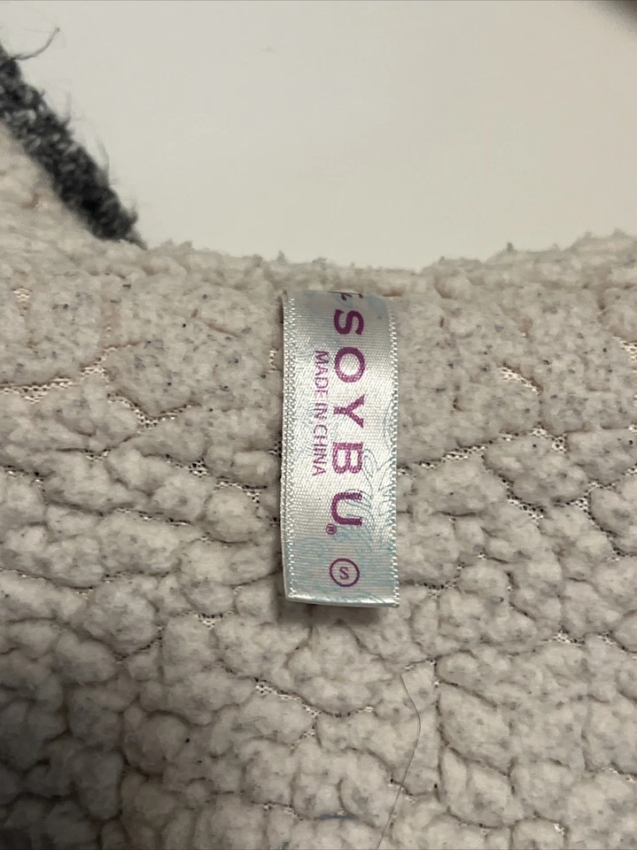 Suéter con Capucha Soybu Para Mujer Gris Blanco Largo Cremallera Completa Talla S Foto 2 de 3