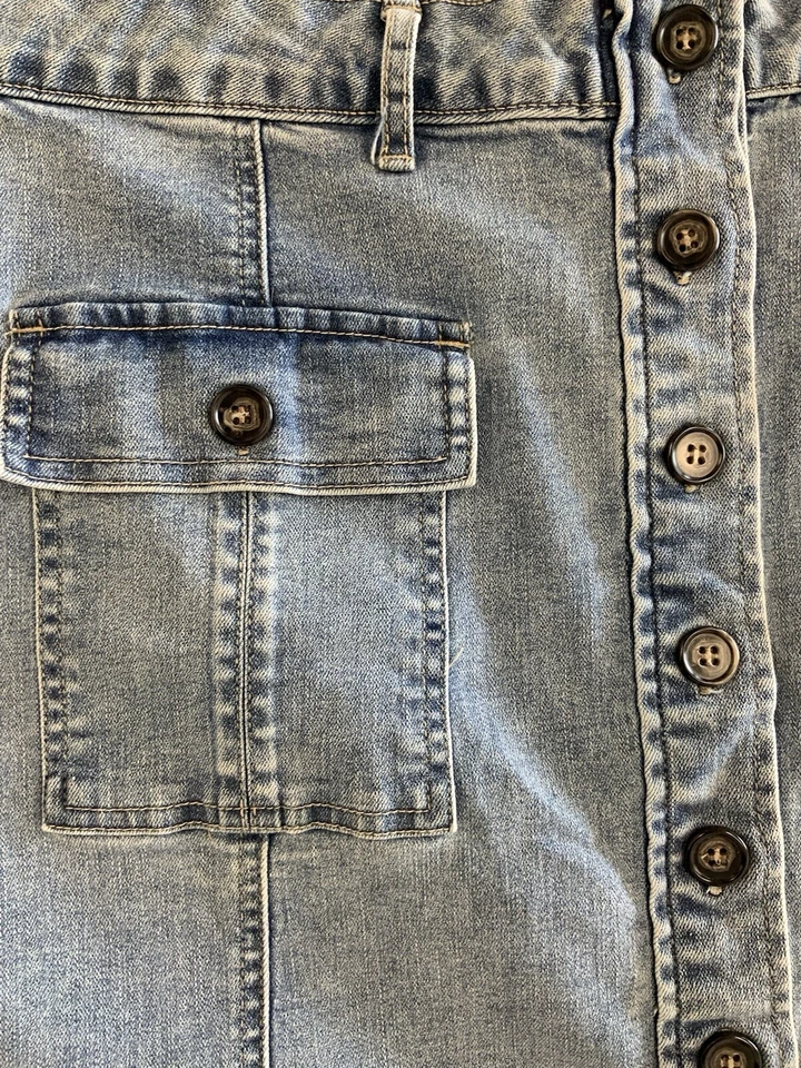 Saia jeans feminina Reba 14 painéis comprimento joelho bainha modesta ocidental Y2K - Imagem 2 de 4