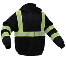 Hi-Viz Black Safety Hoodie with removable Hood
