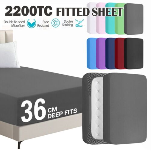 2200TC Extra Deep Ultra Soft Fitted Sheet Single/Double/Queen/Super King Cover - Picture 1 of 47