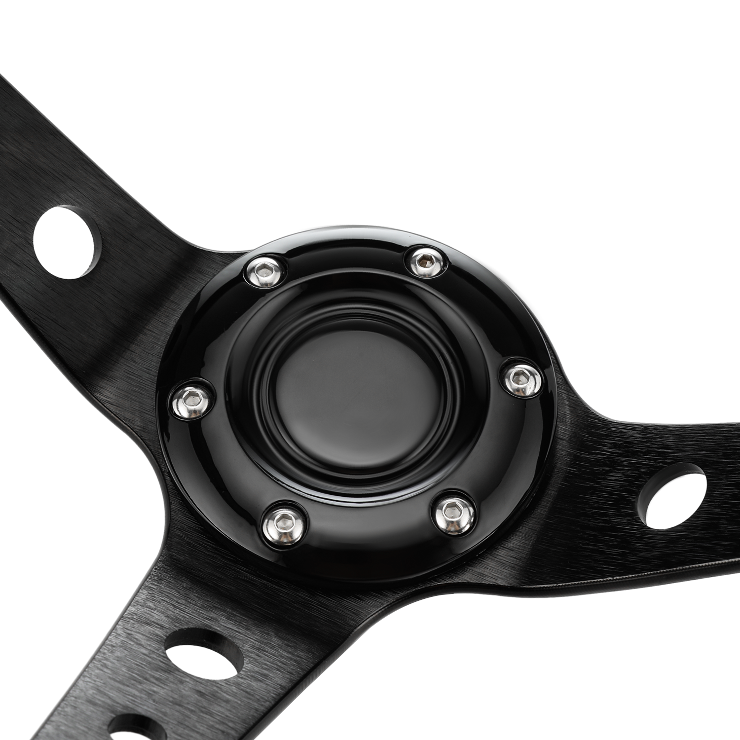 350mm Sport Racing Aftermarket Steering Wheel Deep Dished Black PU