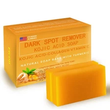 2 Pack Kojic Acid Dark Spot Remover Soap Bars with Vitamin C, Retinol, Collagen