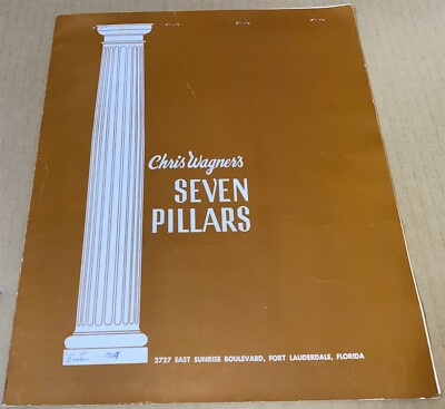 LARGE 1969 Restaurant Menu Chris Wagners Seven Pillars Ft. Lauderdale FLORIDA 