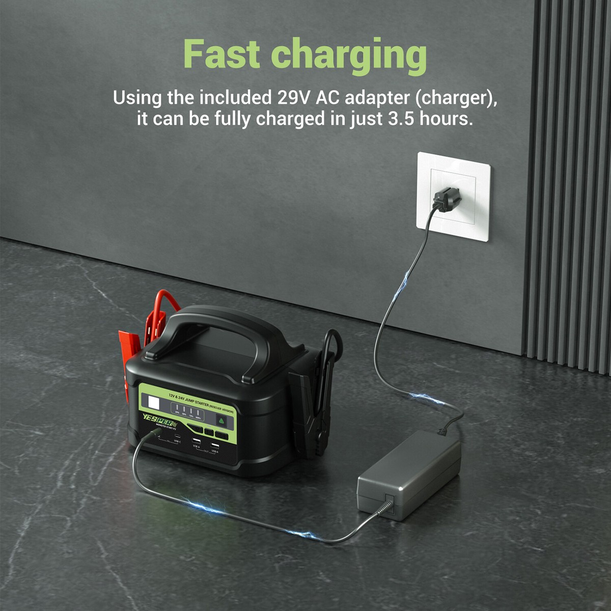 YESPER 12/24V Heavy Duty Jump Starter 8000A Emergency Battery