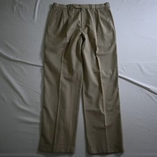 Vtg Ralph Ralph Lauren 34x32 Beige Pleated Full Cut Blue Label Mens Dress Pants