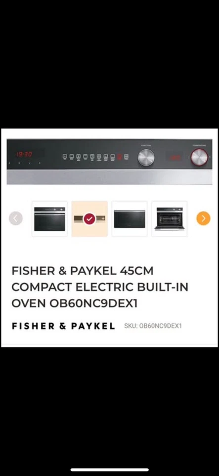 Fisher & Paykel 45cm compact electric built-in oven - image 2 of 4