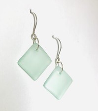 925 Sterling Silver Seaglass Earrings- Seafoam Green. Handmade.