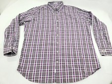 Peter Millar Shirt Mens Size XL Button Down Cotton Purple Plaid Long Sleeve